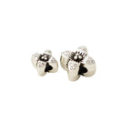 Four-Petal Flower Metal Beads 6mm 8mm Polka Dotted Antique Silver Tone 100pcs 2