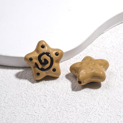 Spiral Pattern Starfish Acrylic Beads 20mm Glossy Mixed Colors 20pcs 6