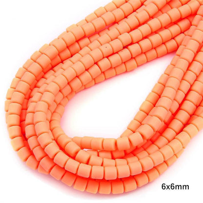 Cylindrical Clay Beads 6mm Colorful Polymer 62pcs 26