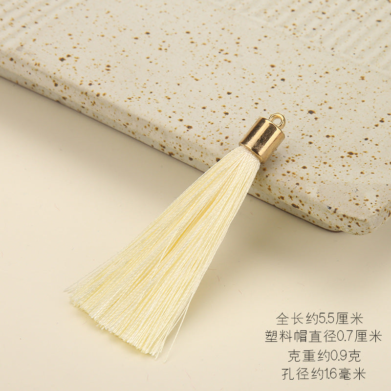 Colorful Polyester Fringe Tassel Keychain with Golden Cap 55mm 50pcs 19