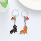 Alloy Dachshund Dog Keychain with Red Heart Charm Pet Lover Gift
