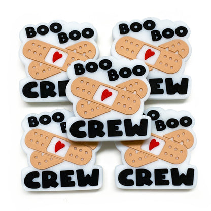 Silicone Focal Beads Band Aid Red Heart Boo Boo Crew Text 20pcs 4