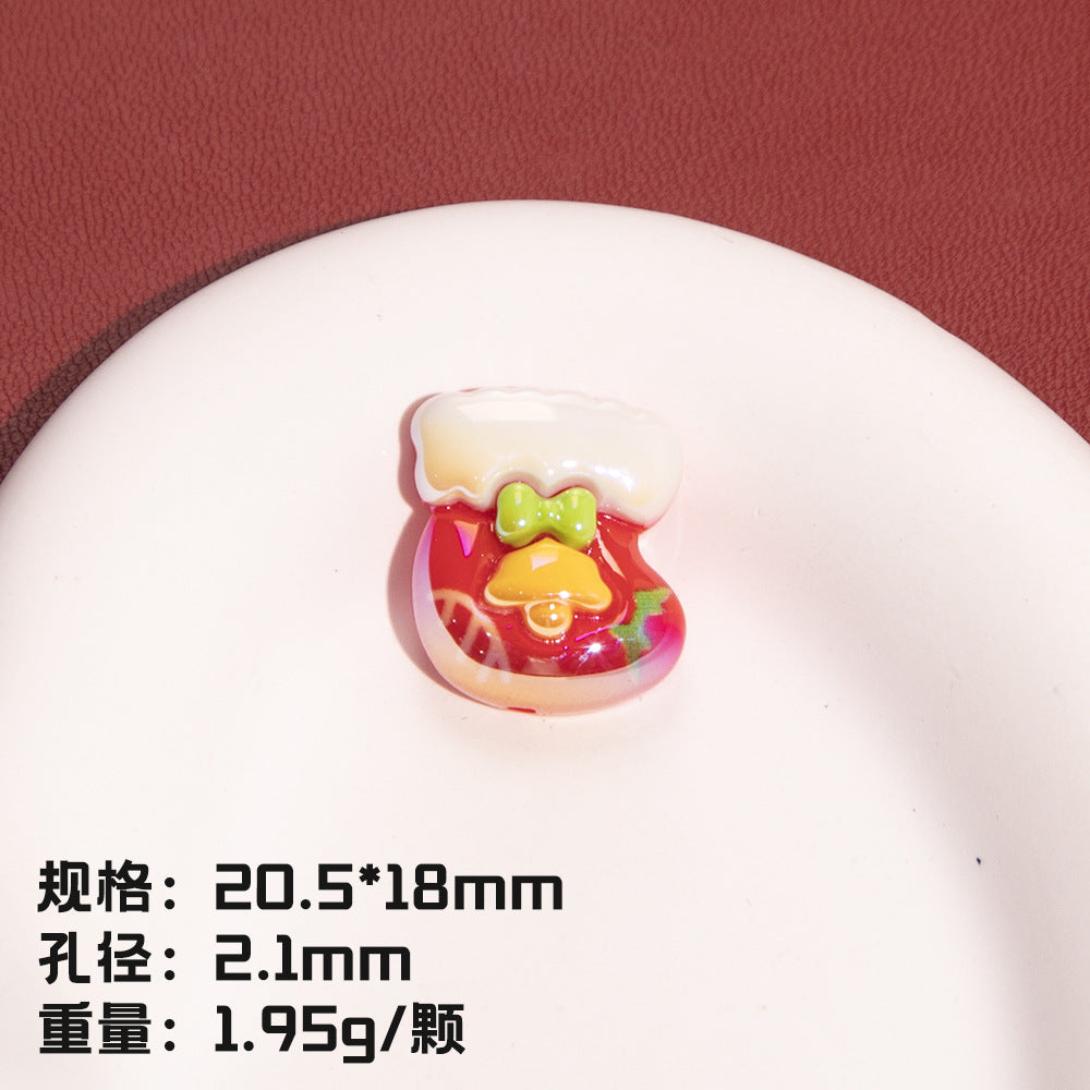 Electroplating Christmas Series Resin Beads Festive Holiday Design 20pcs 9