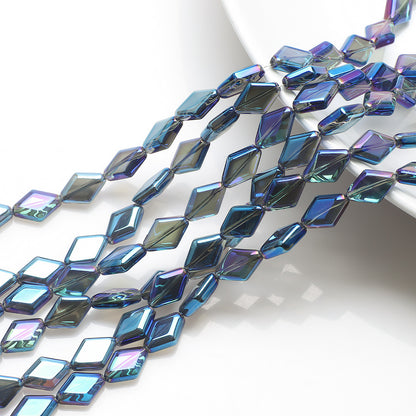 Electroplated Rhombus Glass Beads 11mm Transparent Mixed Colors 20pcs 10