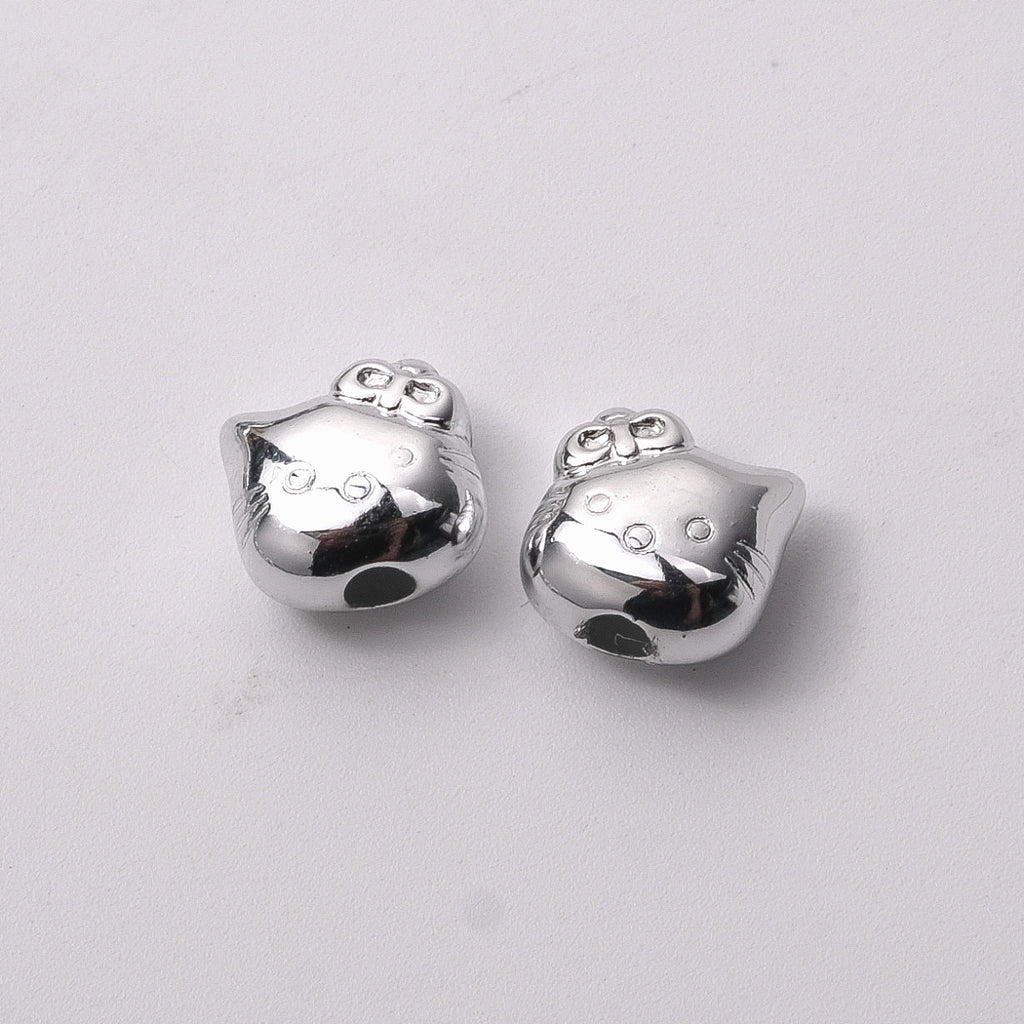 Silver Plating Hello Kitty Acrylic Beads 11mm Tiny 100pcs 5