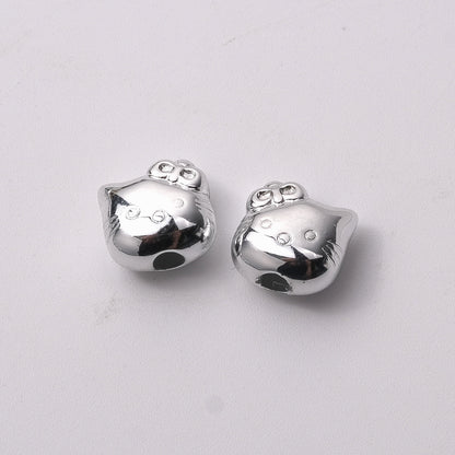 Silver Plating Hello Kitty Acrylic Beads 11mm Tiny 100pcs 5