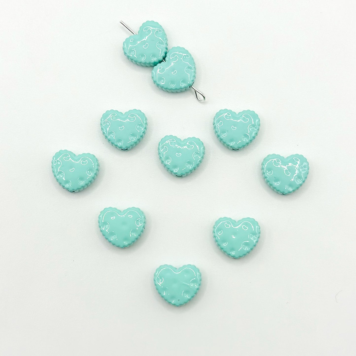 Heart Metal Beads 12mm Baking Painted Biscuit Style 20pcs 11