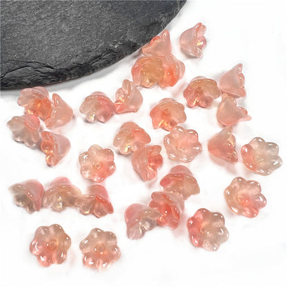 Wind Chime Flower Glass Beads 12mm Transparent Pink 50pcs 40