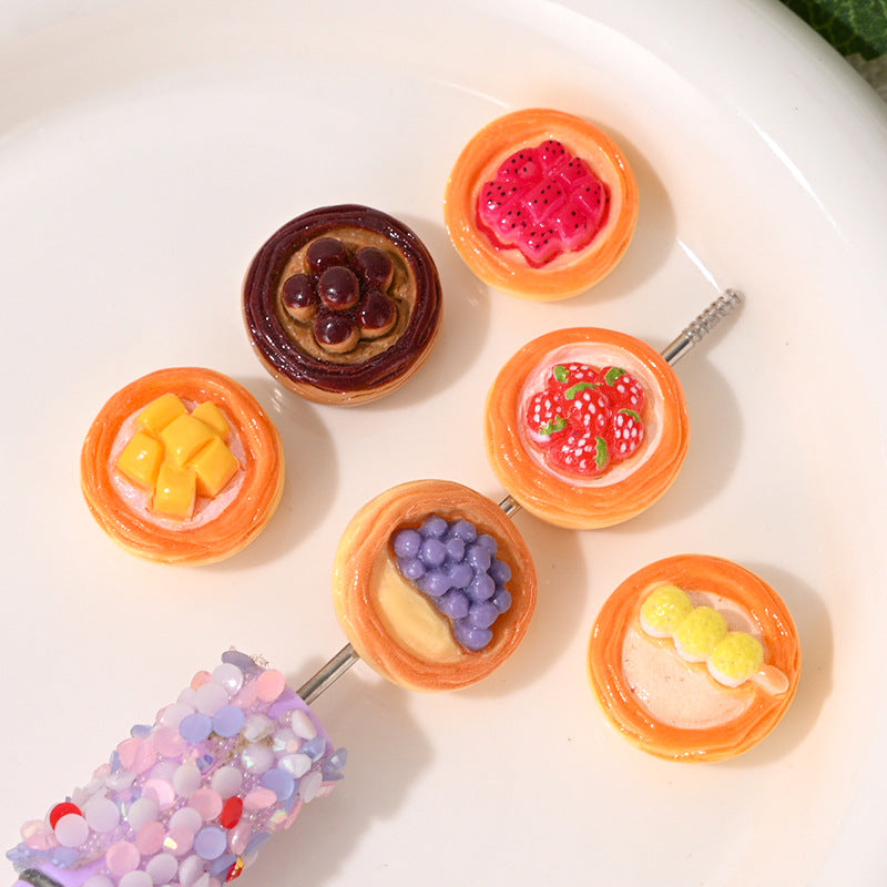 Fruit Tart Resin Beads 20mm Glossy Miniature Bakery 10pcs 2