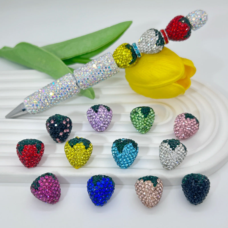 Strawberry Polymer Rhinestone Beads 17mm Colorful Mixed 10pcs