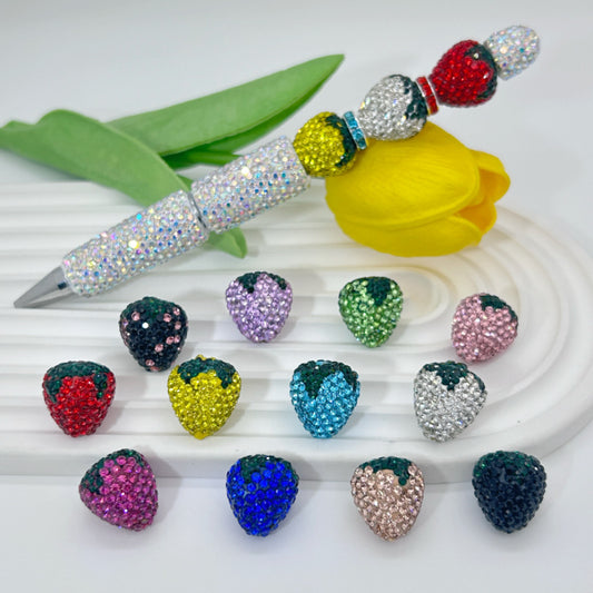 Strawberry Polymer Rhinestone Beads 17mm Colorful Mixed 10pcs