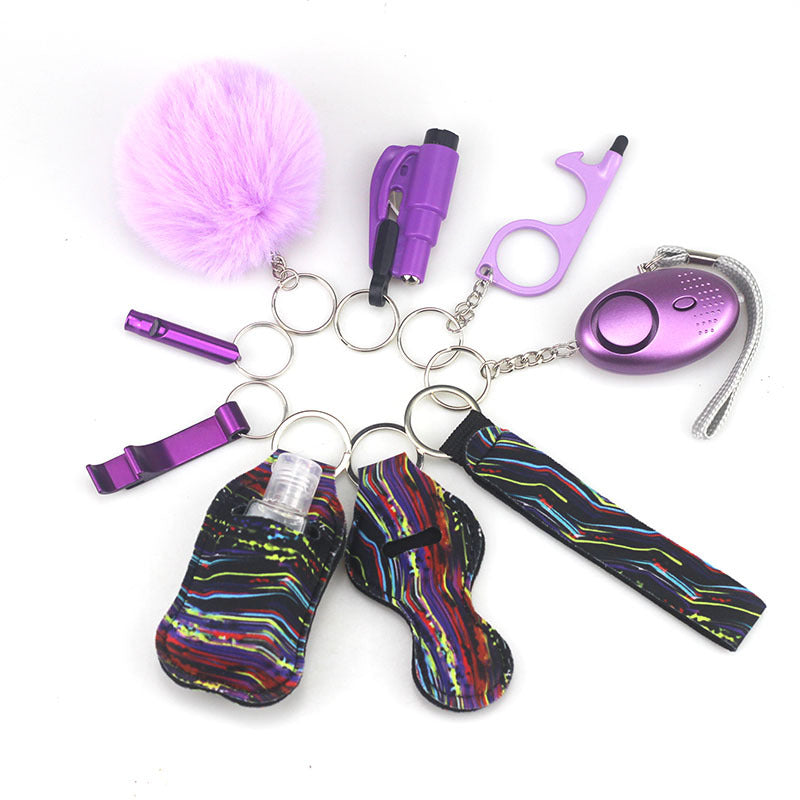 Self Defense Alarm Pompom Keychain Outdoor Safety 10 Pack 47