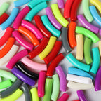 Colored Curved Tube Acrylic Beads 32x8mm Vibrant Glossy 40pcs 3