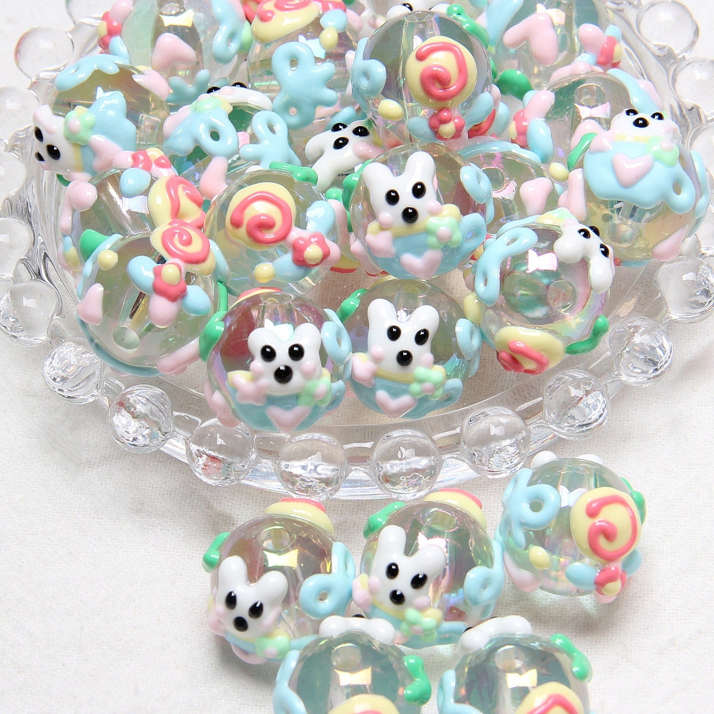 Hand-Painted Fruit Series Acrylic Beads 18mm Glossy 10pcs 21
