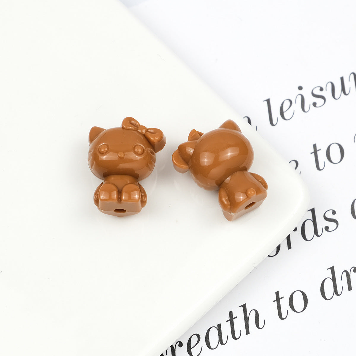 Maillard Color Hello Kitty Acrylic Beads 19mm Glossy Coffee Tones 50pcs 7