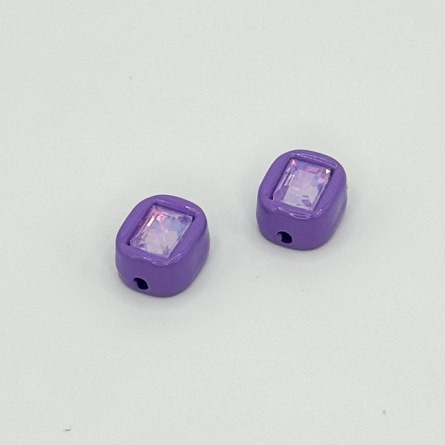 Painted Square Acrylic Beads 14mm Diamond Faceted Mixed Colors 10pcs 12