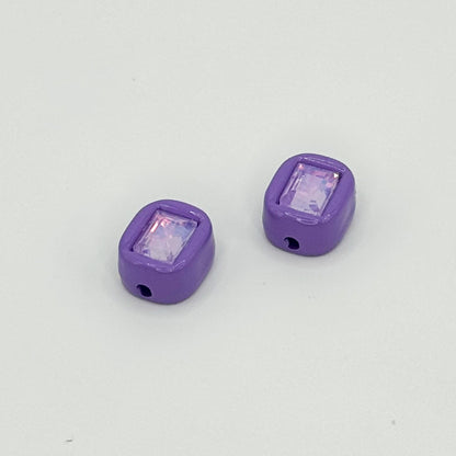 Painted Square Acrylic Beads 14mm Diamond Faceted Mixed Colors 10pcs 12