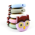Silicone Focal Beads Owl Big Eyes Pastel Woodland 20pcs 2