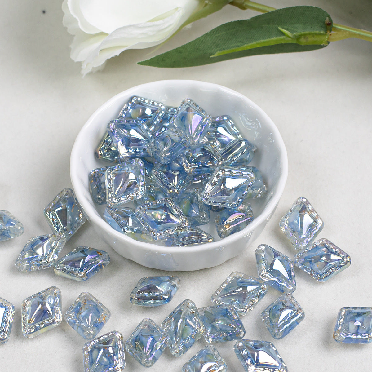 Plating Lace Rhombus Resin Beads 18mm Glossy Color Mixed 5pcs 4