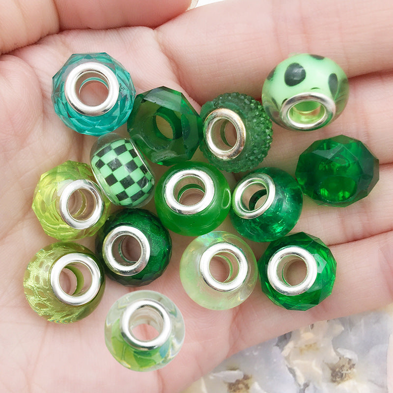 Mixed Design Resin Spacer Beads Green Tone Bulk 40pcs 3