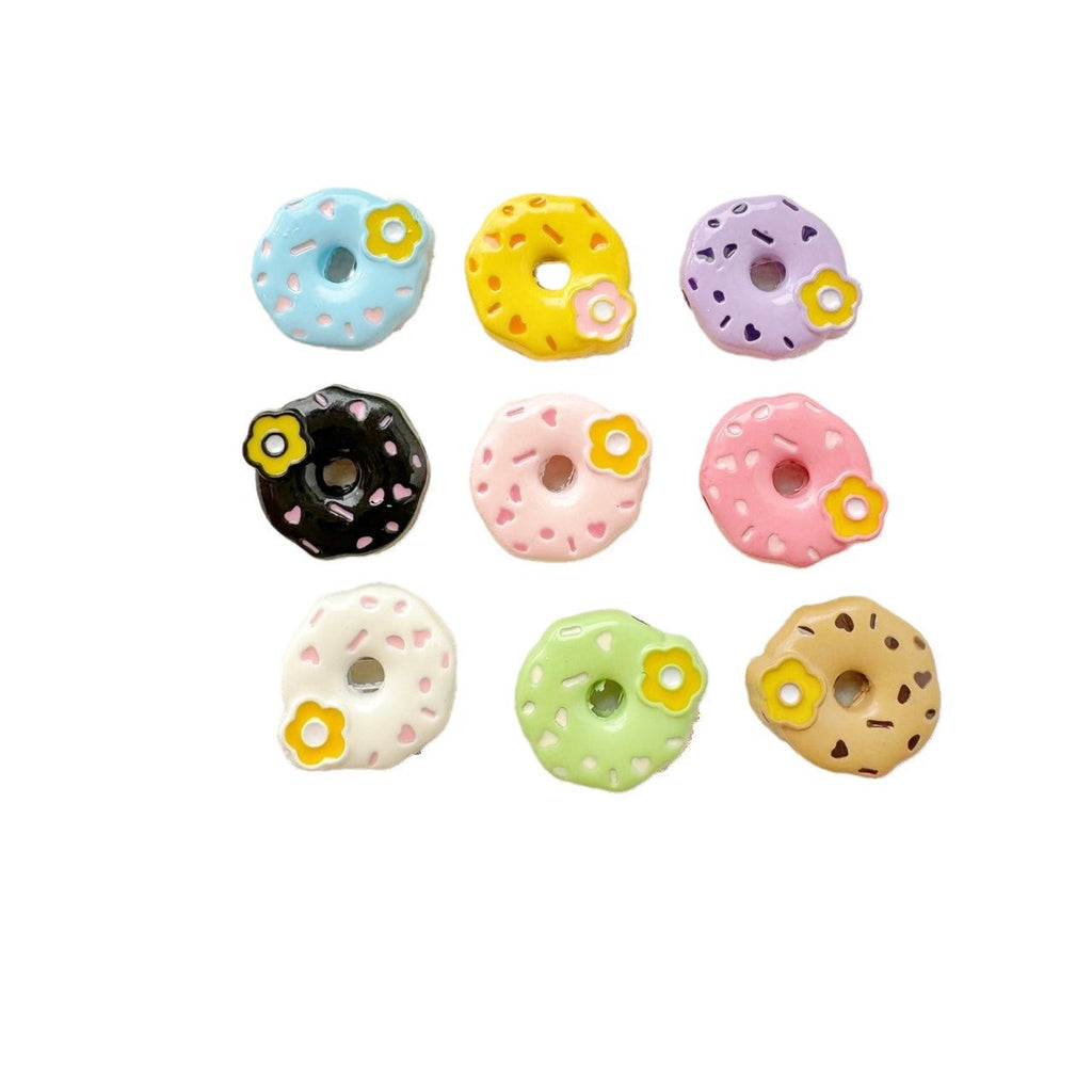 Donut Metal Beads 13mm Painted Enamel Pastel 10pcs 2
