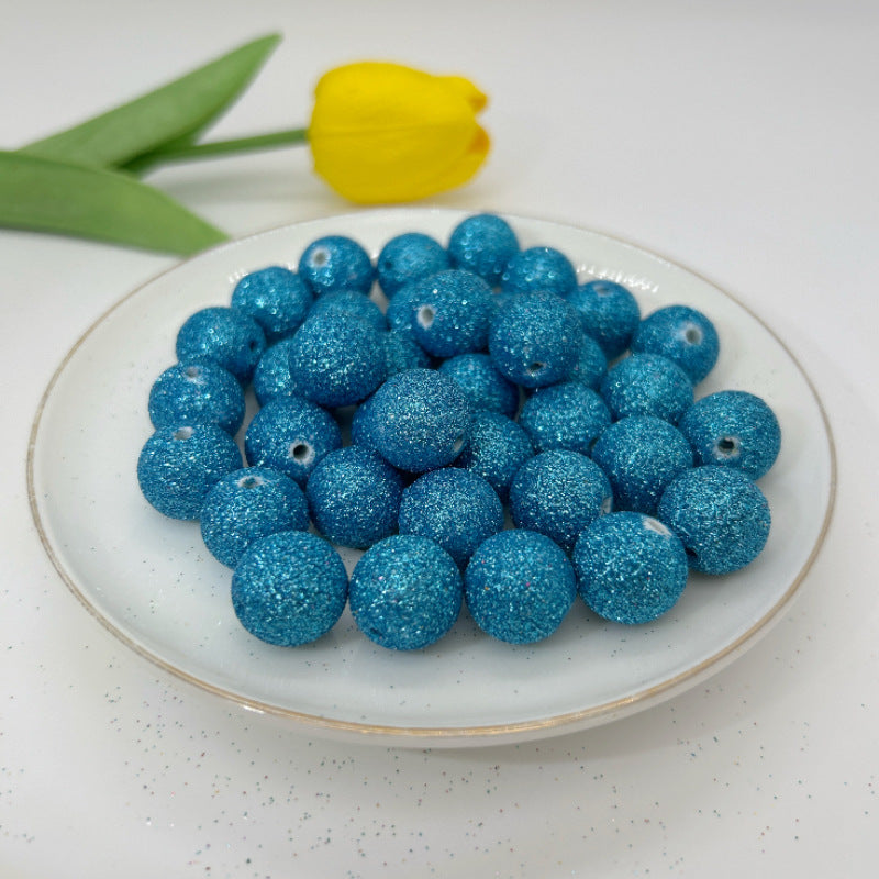 Glitter Round Acrylic Beads 16mm Colorful Powder Wrapped 50pcs 14