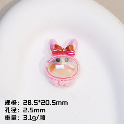 Plating Resin Character Beads Glossy Pastel Tones Big Mouth 10pcs 9
