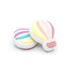 Silicone Focal Beads Hot Air Balloon Rainbow Stripes Scalloped Basket 20pcs 4