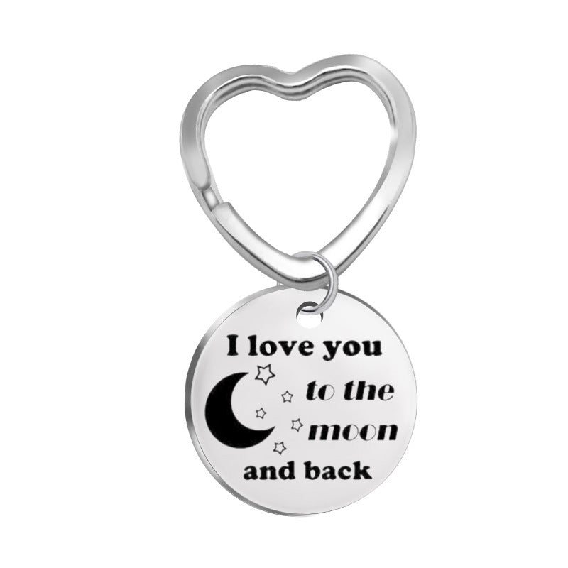 Stainless Steel Star Moon I Love You Inspirational Keychain 8