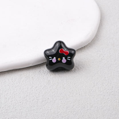 Star Acrylic Beads 20mm Glossy Hello KT Faces Colorful 20pcs 6