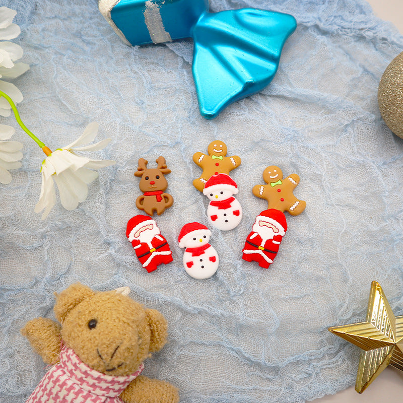 Silicone Focal Beads Christmas Santa Claus Snowman Reindeer 20pcs 2