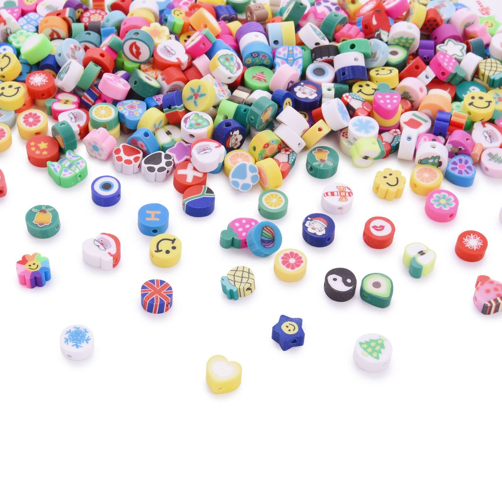 Flat Clay Beads Fruit and Christmas Tree Pattern Polymer 50pcs