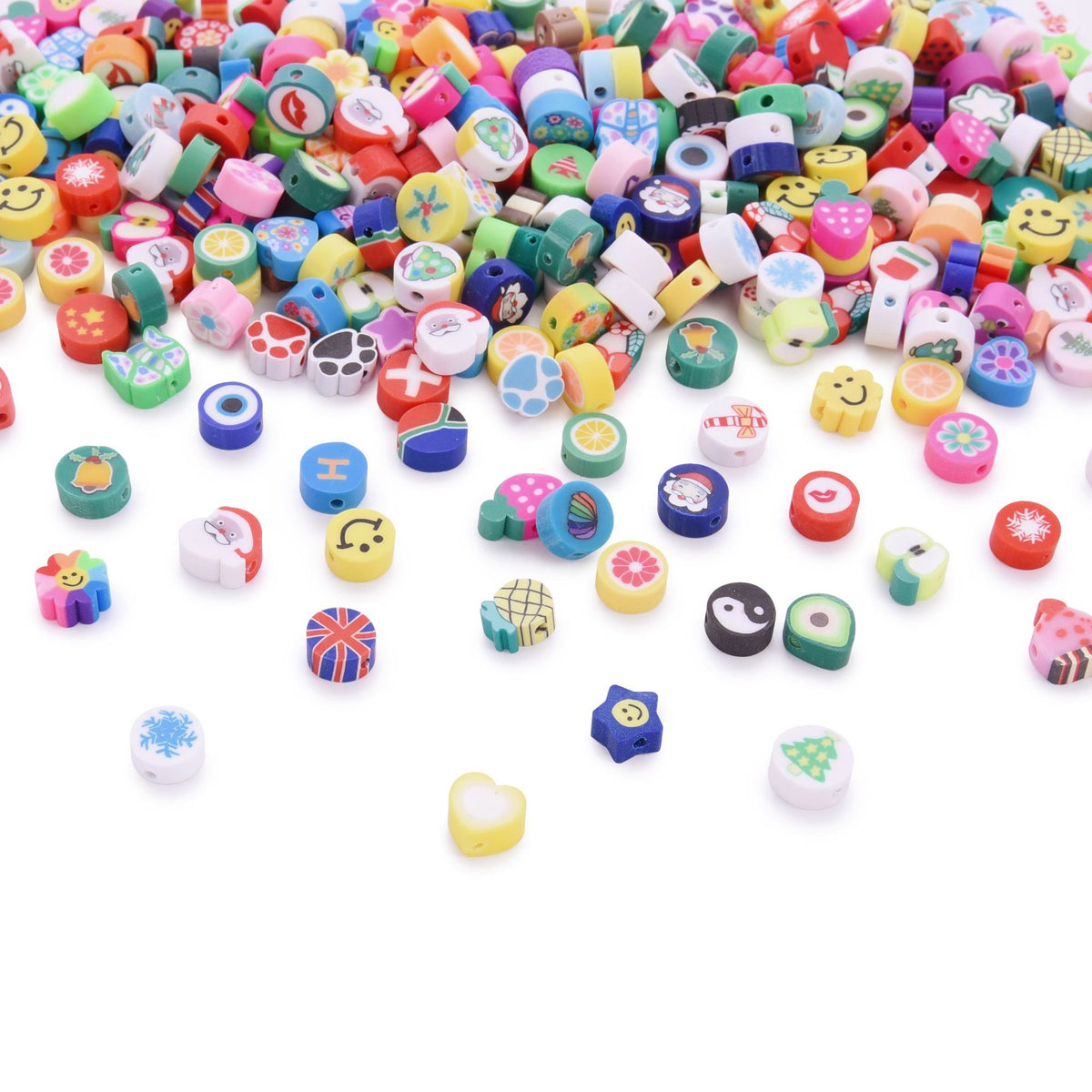 Flat Clay Beads Fruit and Christmas Tree Pattern Polymer 50pcs