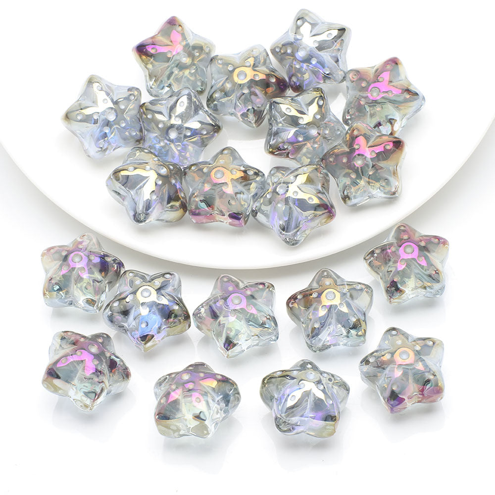 Electroplated Star Glass Beads 18mm Imitation Lunar Pit Texture 10pcs 8