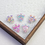 Glitter Crown Lollipop Resin Beads 26mm Transparent Pastel Colors 10pcs