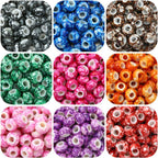 Flat Acrylic Beads 15mm Large Hole Printed Marbled 60pcs