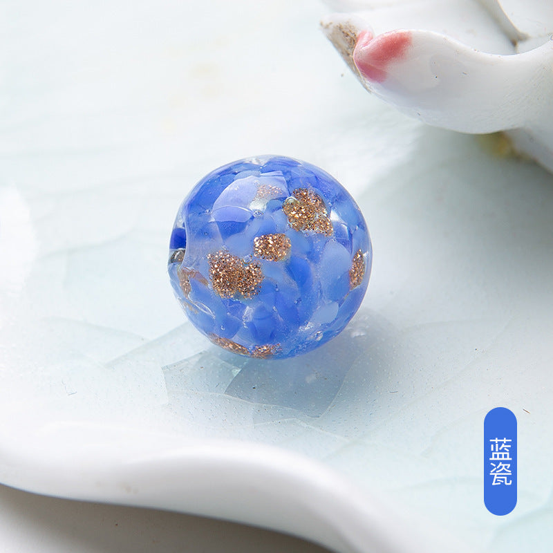 Lampwork Glass Beads Round 10mm 12mm Colorful Gold Foil 50pcs 11
