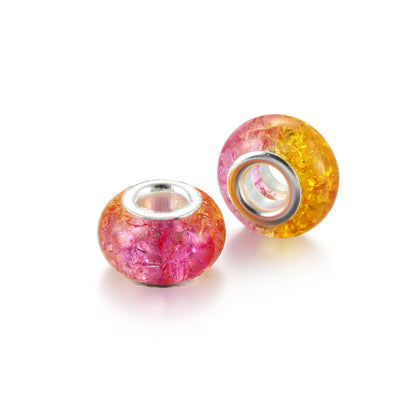 Acrylic Round Spacer Beads 14mm Gradient Two-Color Imitation Crack 100pcs 15