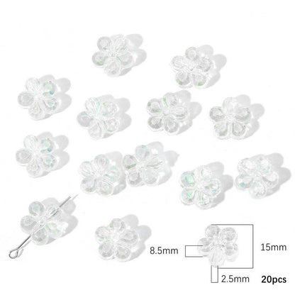 Transparent Chubby Five-Petal Flower Acrylic Beads 15mm Colorful 20pcs 6