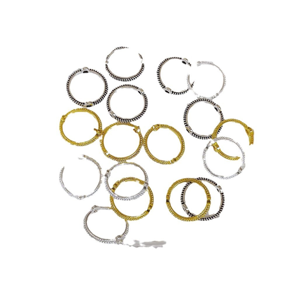 Ring Metal Beads Frame 8mm 10mm Twist Embossed Design 80pcs Alloy 5