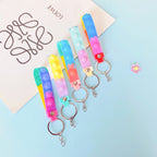 PVC Soft Rubber Bubble Wristlet Keychain Pastel Tie Dye Colors 3