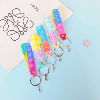 PVC Soft Rubber Bubble Wristlet Keychain Pastel Tie Dye Colors 3