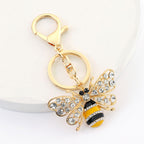 Rhinestone Bee Keychain Golden Alloy Zinc Decorative Charm 5
