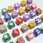 Christmas Square Acrylic Beads 14mm Colorful Printed 10pcs 5