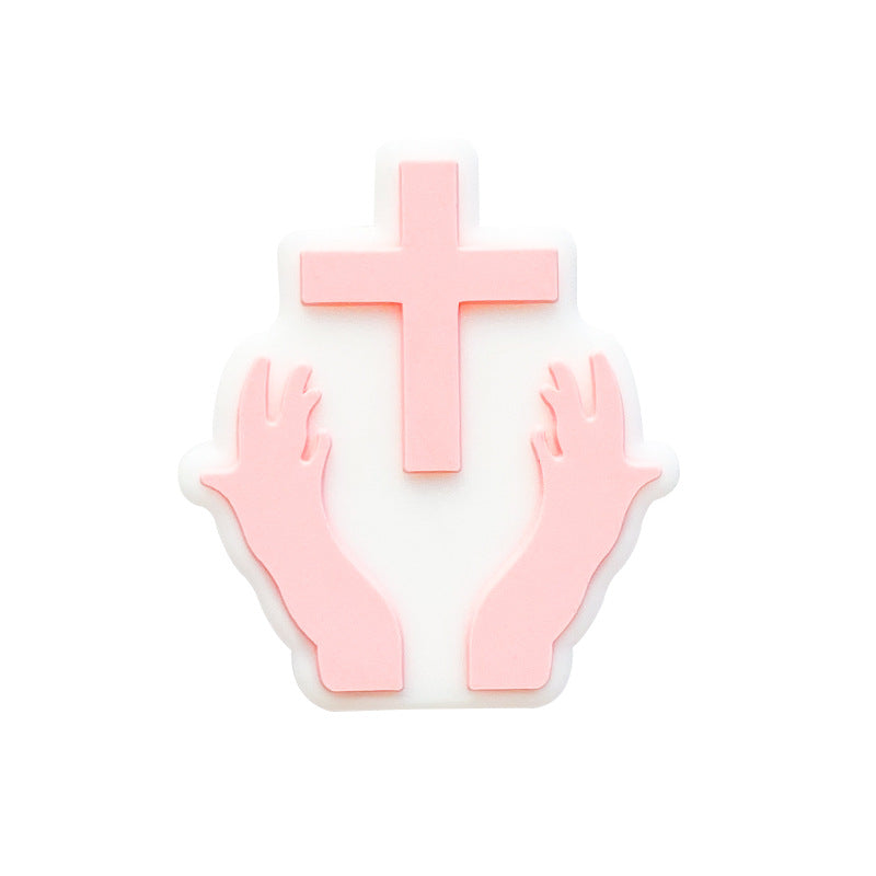 Silicone Focal Beads Pacifier Chain Open Hands Cross Design 20pcs 7