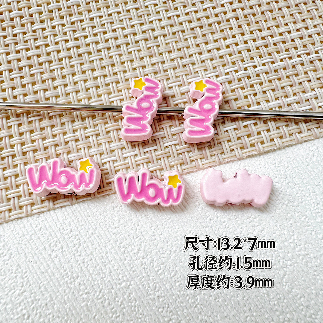 Baking Painted WOW&YES Metal Beads 13mm 15mm Colorful Alloy 20pcs 7