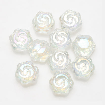 Electroplated Rose Glass Beads 16mm Transparent Iridescent 20pcs 6