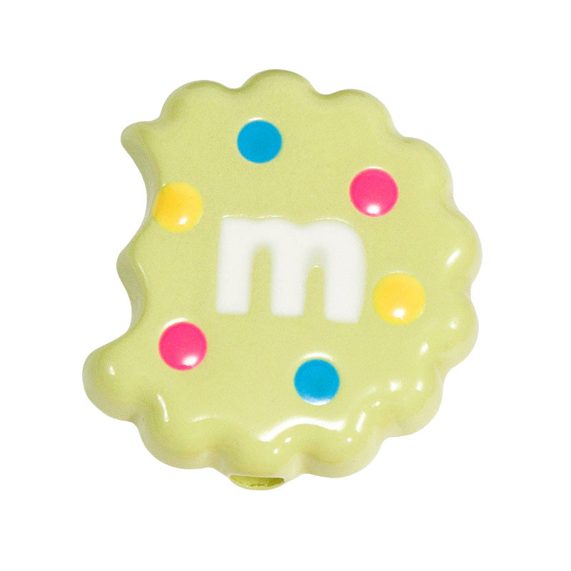 Hand Painted Bitten Cookie Acrylic Beads 22mm Enamel Glossy 10pcs 13