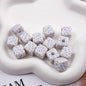 Vintage Spring Floral Plaid Square Acrylic Beads 13mm 50pcs 10