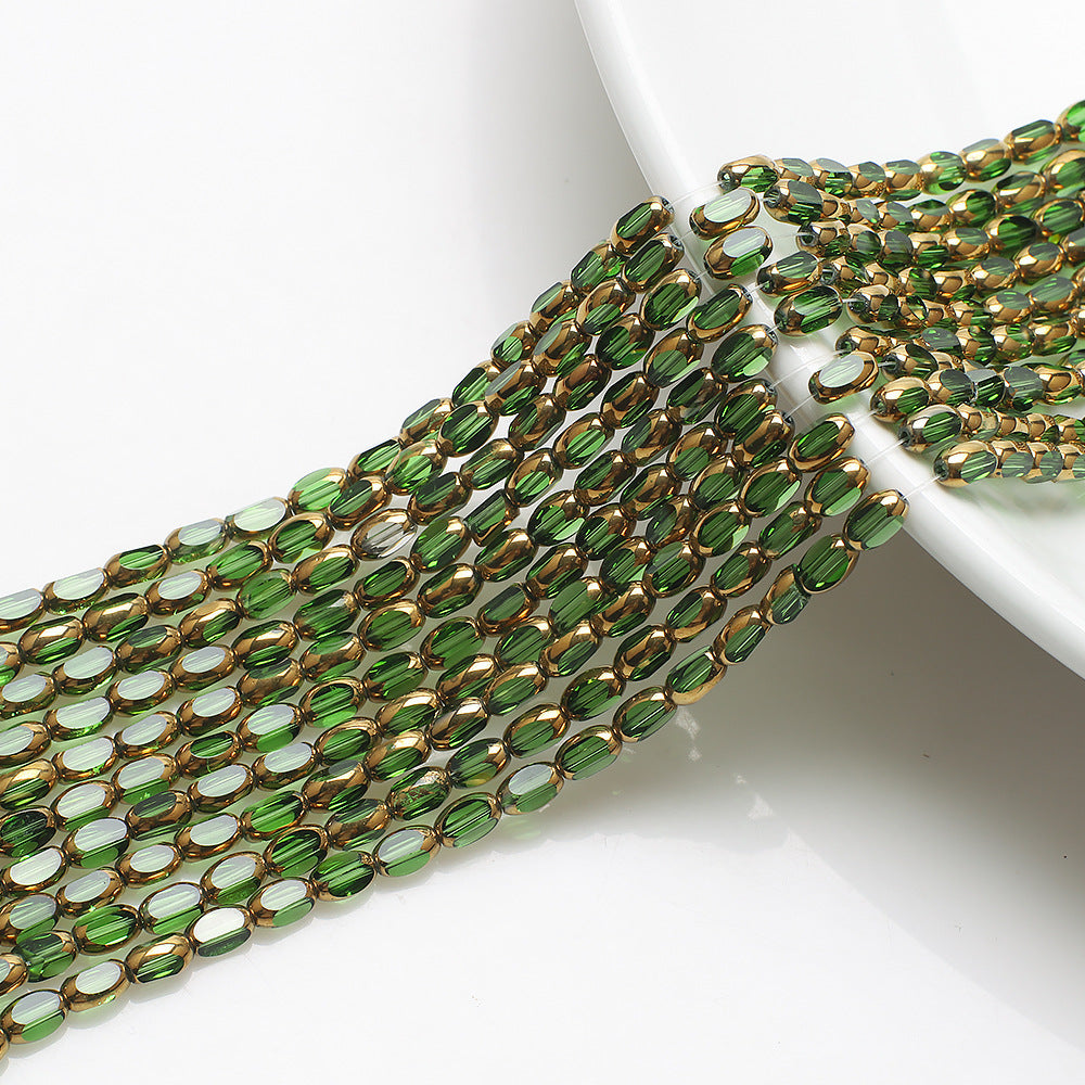 Electroplated Frosted Glass Beads 4mm x 6mm Metallic Edged 96pcs 8